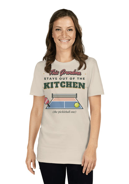 This Grandma Stays Out of the Kitchen t-shirt in Heather Dust