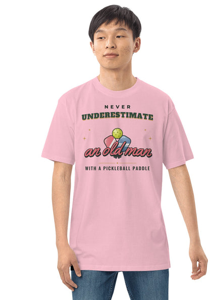 Never Underestimate an Old Man t-shirt in Pink