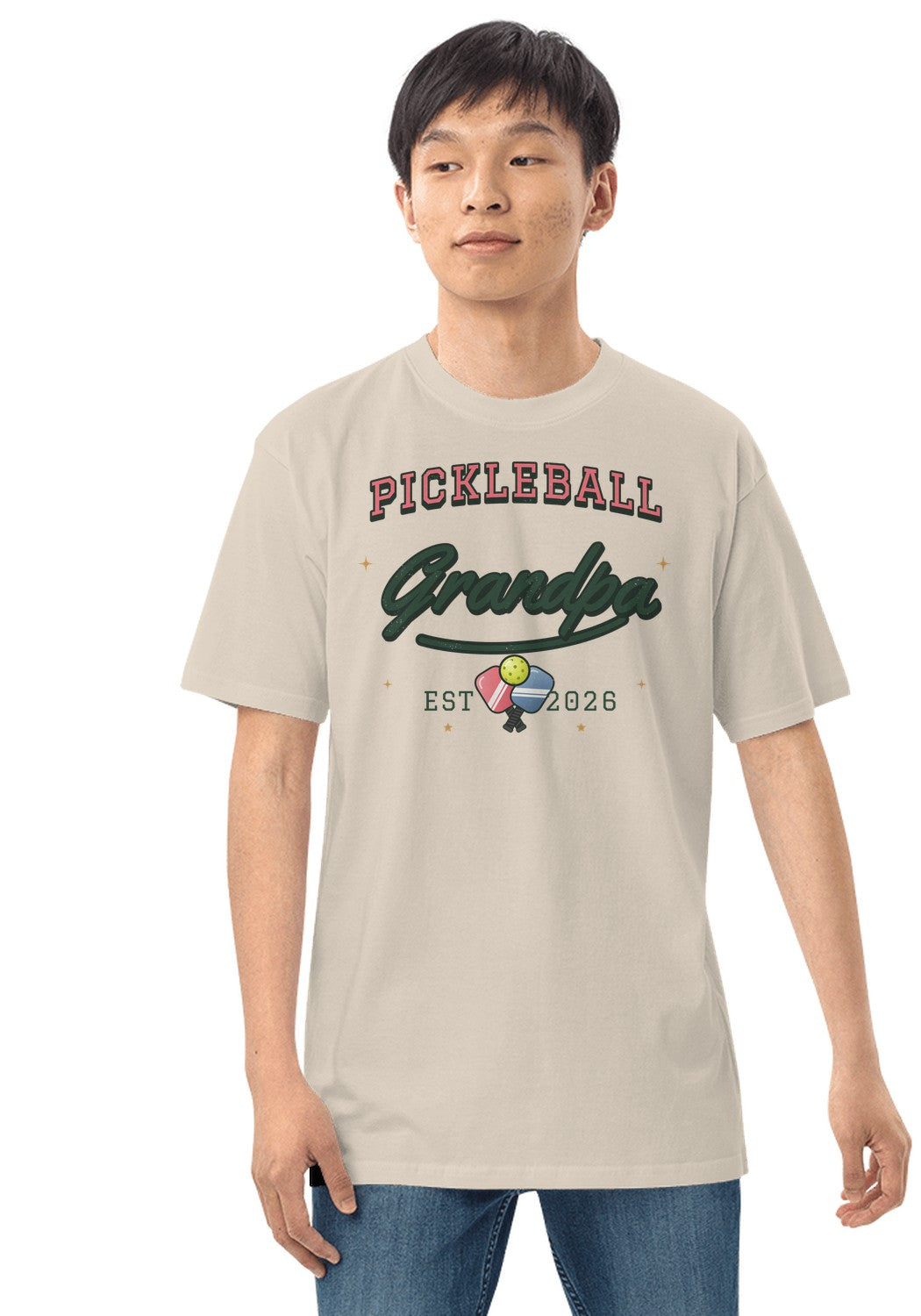 Pickleball Grandpa t-shirt in Heather Dust