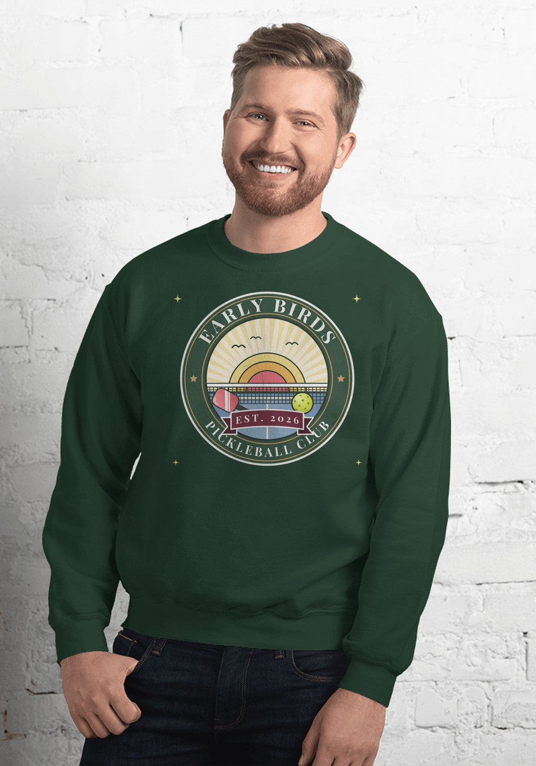 Early Birds Pickleball Club sweatshirt in Forest Green