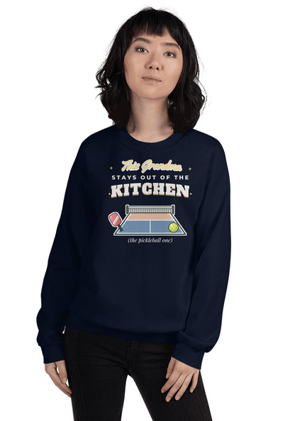 This Grandma Stays Out of the Kitchen sweatshirt in Navy