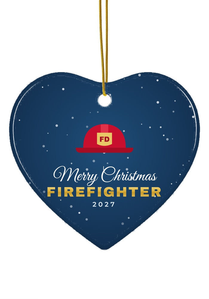 Firefighter ornament, heart shape