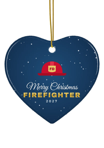 Firefighter ornament, heart shape