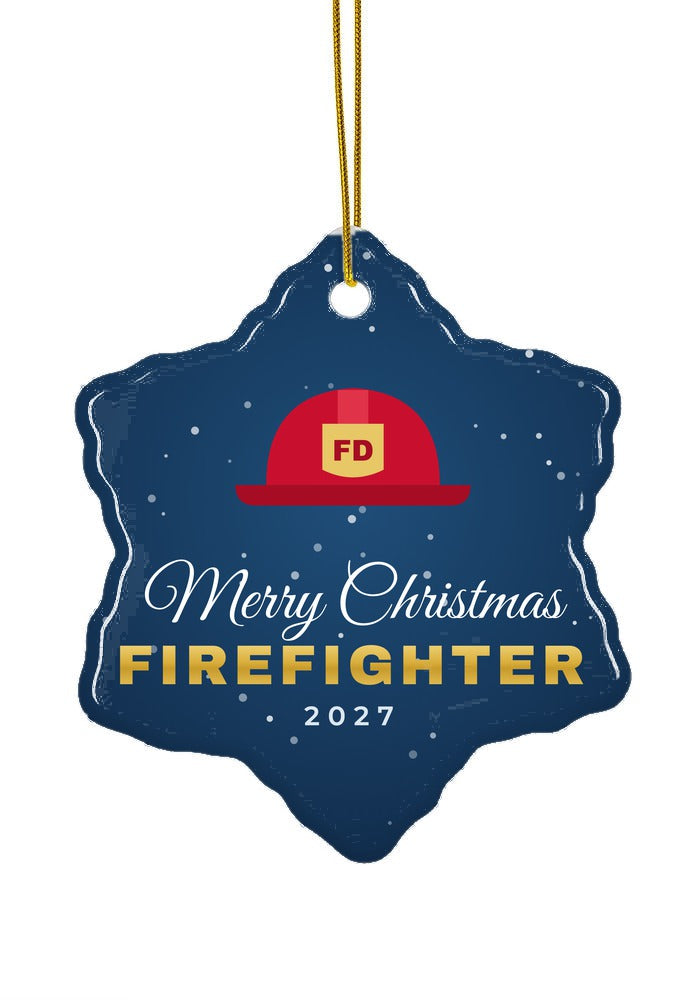 Firefighter ornament, snowflake shape