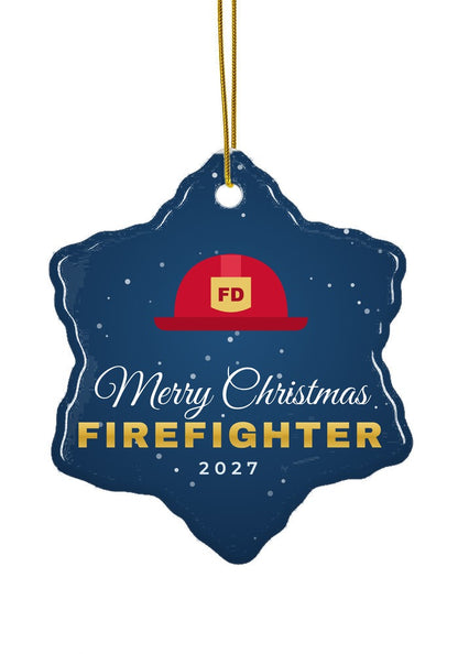 Firefighter ornament, snowflake shape