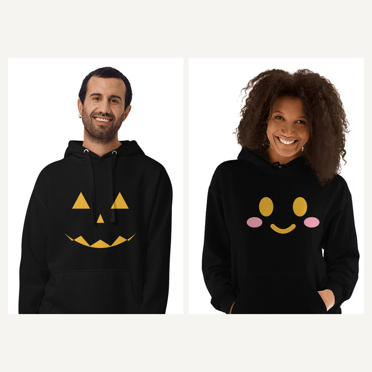 Jack-O-Lantern Pumpkin Face Hoodie in Black, matching set