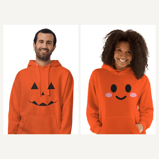Jack-O-Lantern Pumpkin Face Hoodie in Orange, matching set