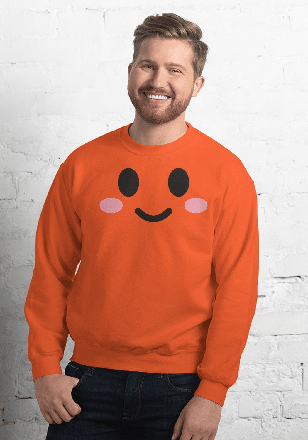 Cute Pumpkin Face sweatshirt in Orange