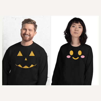 Jack-O-Lantern Pumpkin Face Sweatshirt in Black, matching set