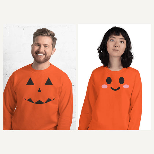 Jack-O-Lantern Pumpkin Face Sweatshirt in Orange, matching set