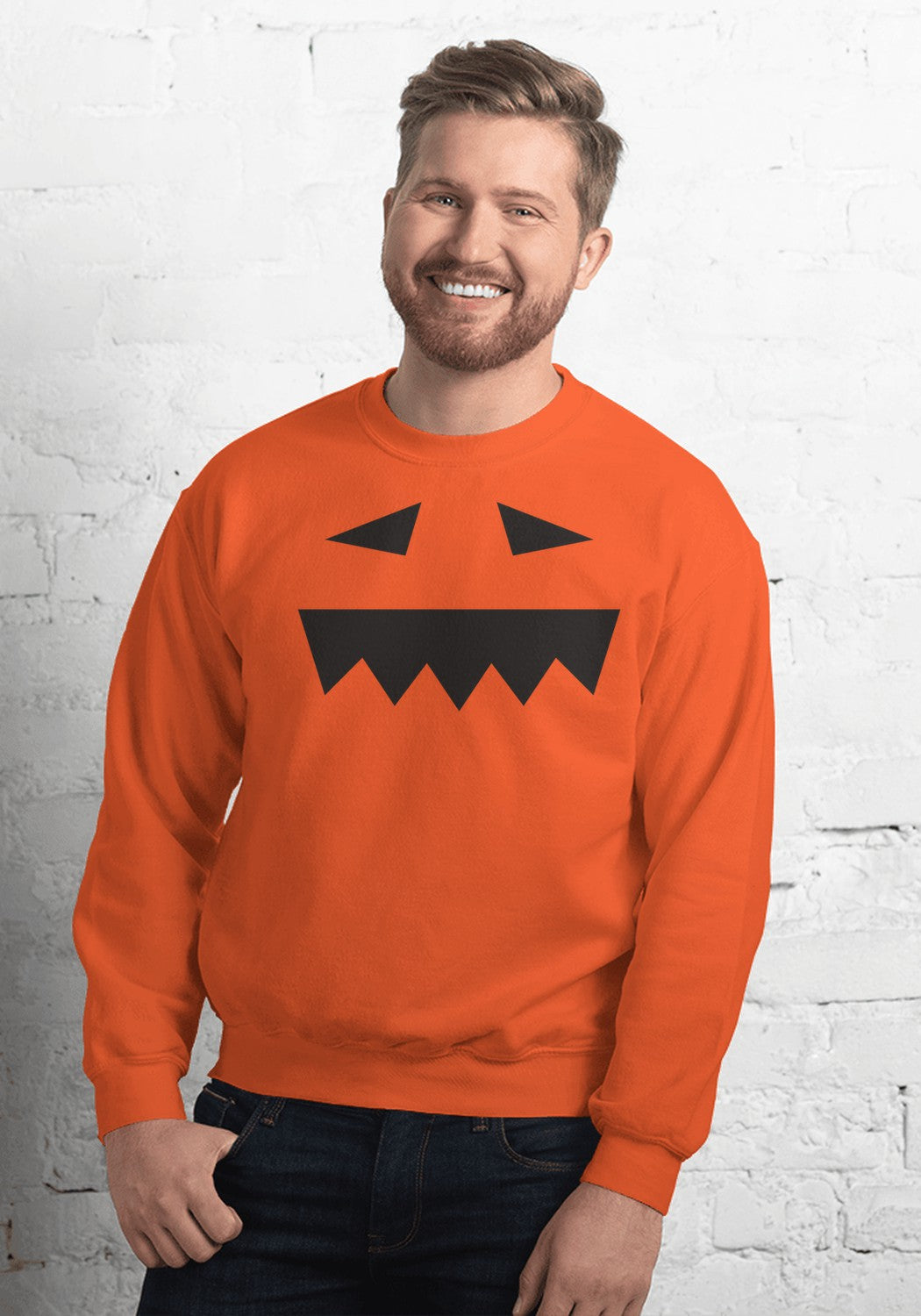 Scary Pumpkin Face sweatshirt in Orange