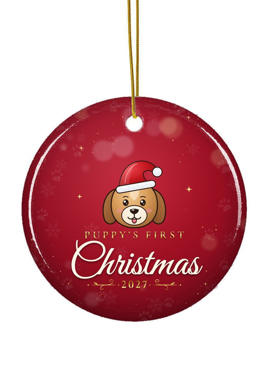 Puppy's First Christmas ornament, 2027, circle shape