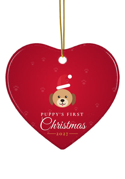Puppy's First Christmas ornament, 2027, heart shape