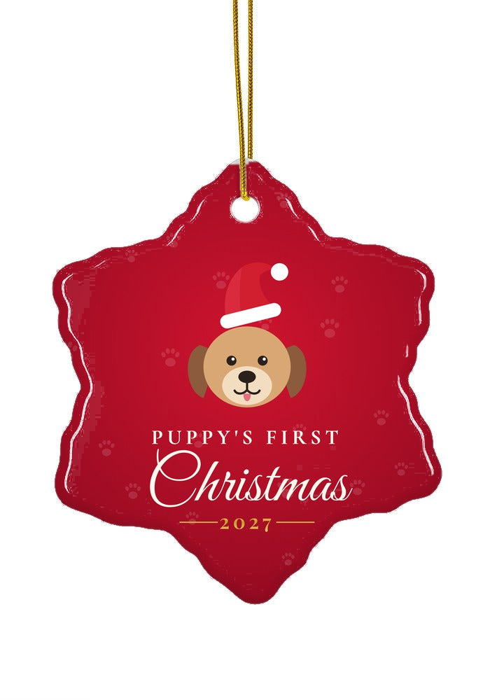 Puppy's First Christmas ornament, 2027, snowflake shape