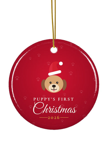 Puppy's First Christmas ornament, 2026, circle shape