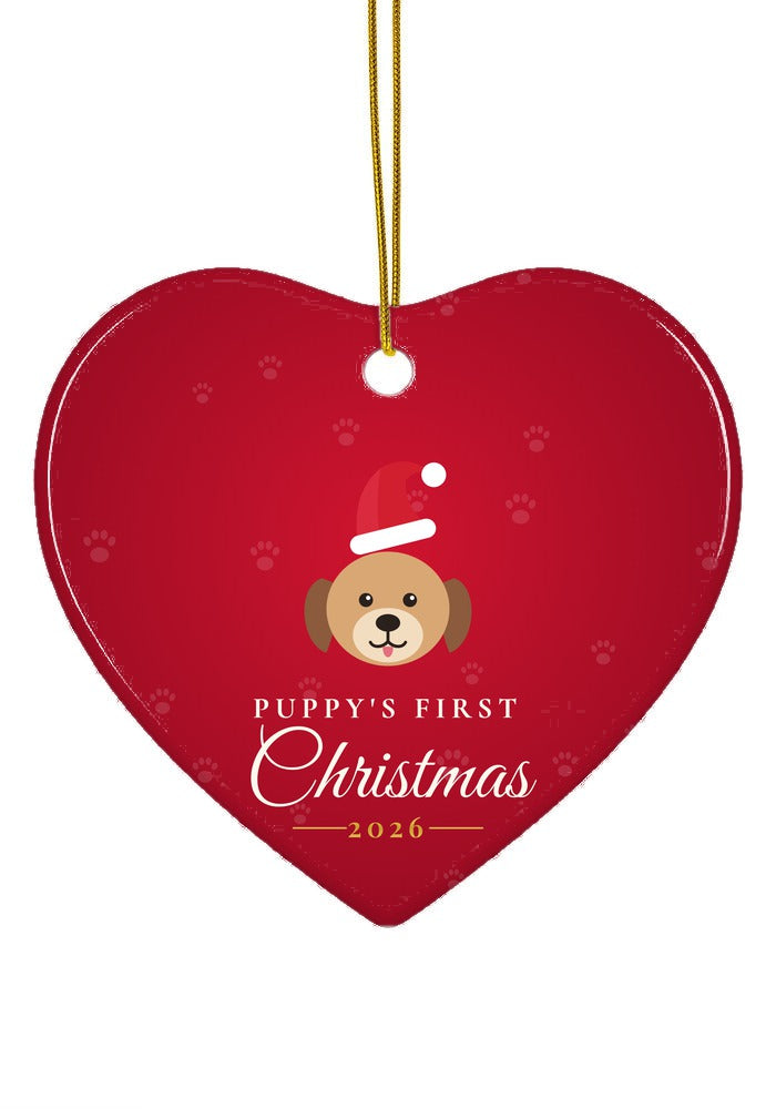 Puppy's First Christmas ornament, 2026, heart shape