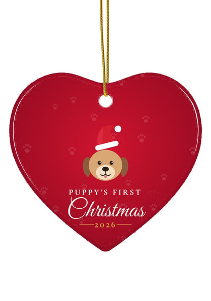 Puppy's First Christmas ornament, 2026, heart shape