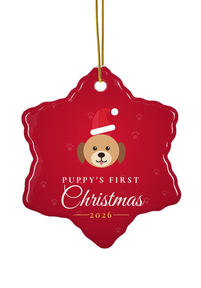Puppy's First Christmas ornament, 2026, snowflake shape