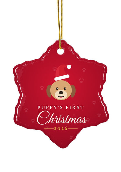 Puppy's First Christmas ornament, 2026, snowflake shape