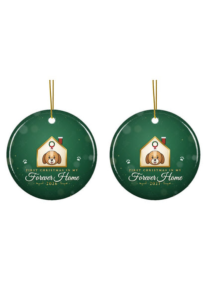 Rescue pet first Christmas in forever home ornament dated 2027 or 2026
