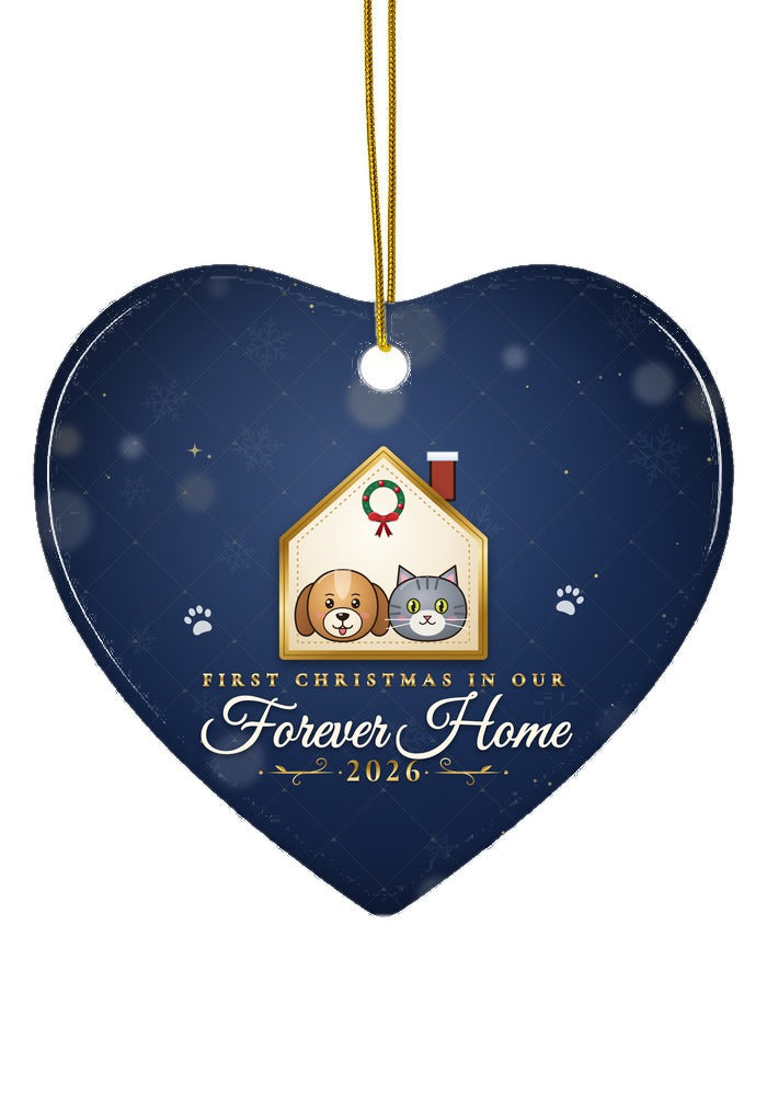 Our Forever Home, Dog and Cat ornament, heart shape