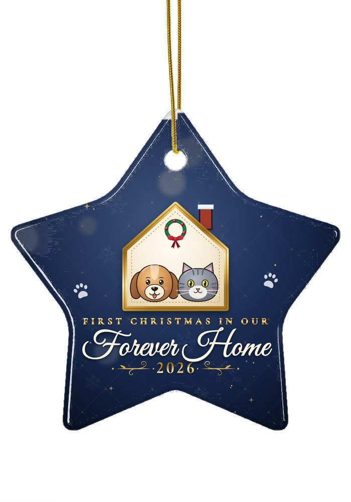 Our Forever Home, Dog and Cat ornament, star shape