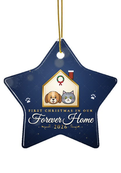 Our Forever Home, Dog and Cat ornament, star shape