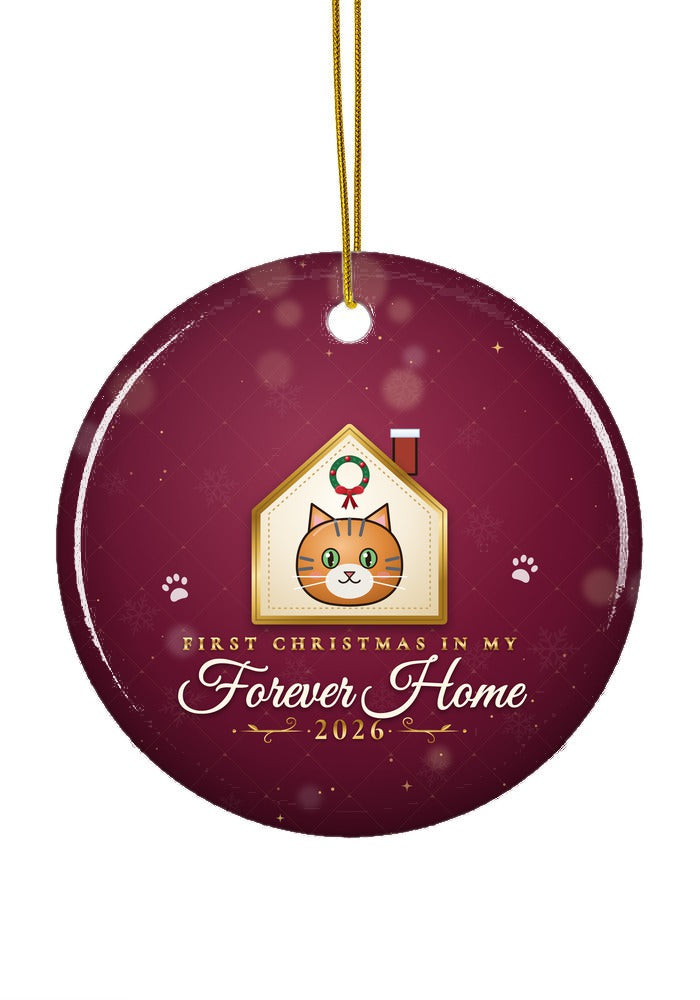 Forever Home, Cat ornament, circle shape