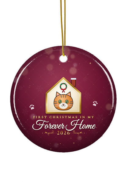 Forever Home, Cat ornament, circle shape