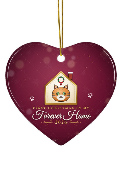 Forever Home, Cat ornament, heart shape