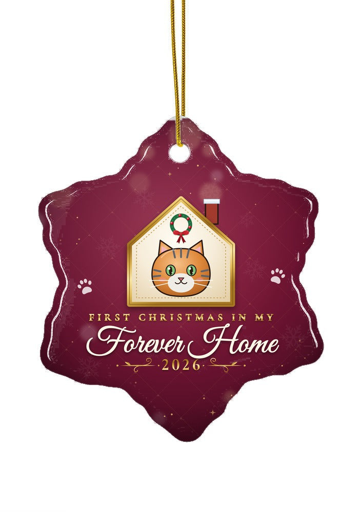 Forever Home, Cat ornament, snowflake shape