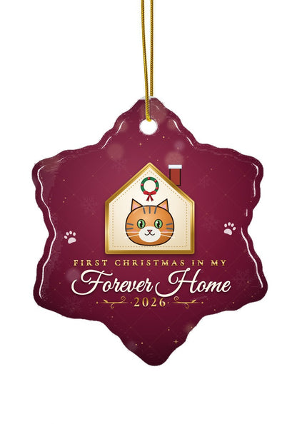 Forever Home, Cat ornament, snowflake shape