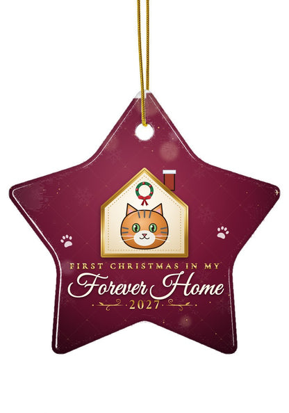 Forever Home, Cat ornament dated 2027, star shape