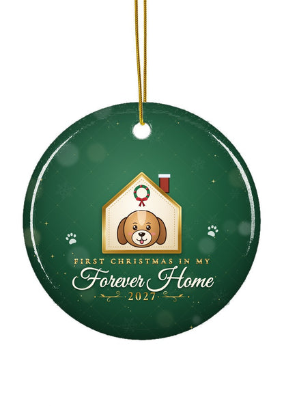 Forever Home, Dog ornament dated 2027, circle shape