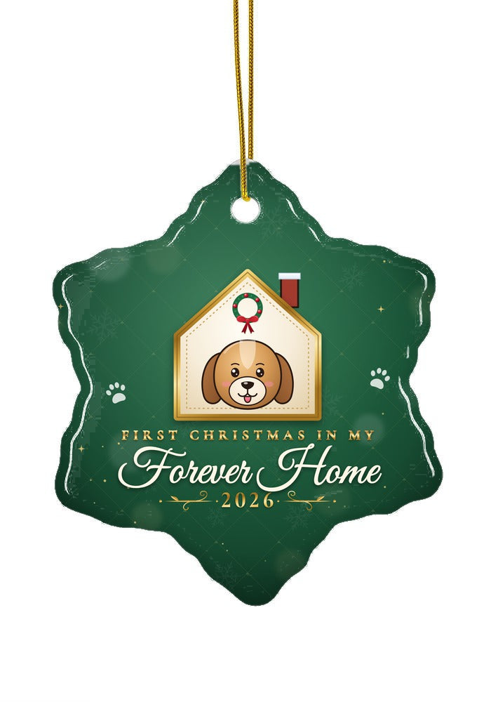 Forever Home, Dog ornament, snowflake shape