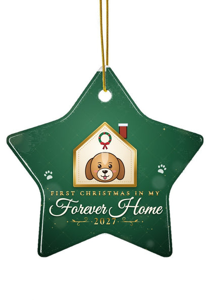 Forever Home, Dog ornament dated 2027, star shape