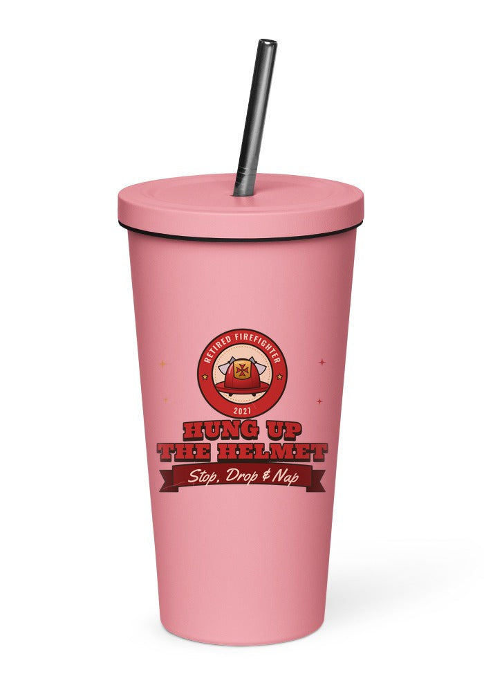 Retired Firefighter: Hung Up the Helmet tumbler in Pink