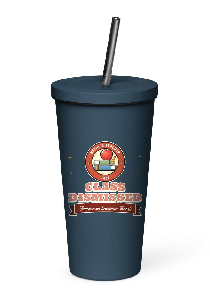 Retired Teacher: Class Dismissed tumbler in Navy