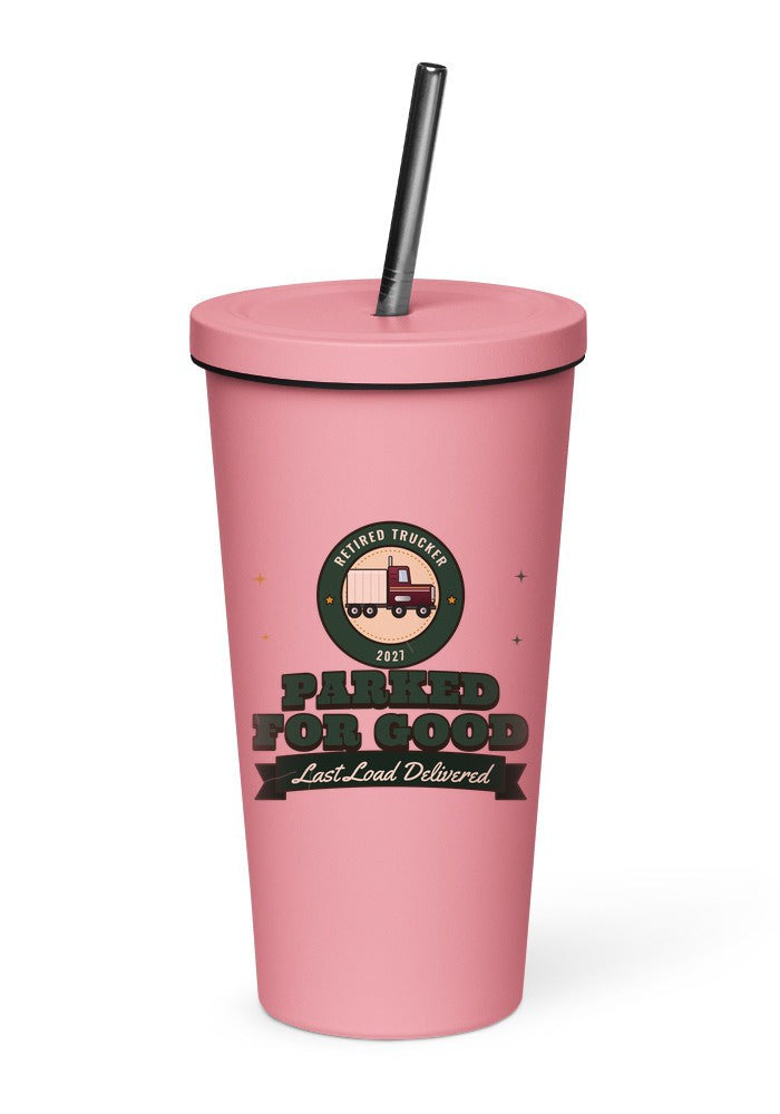 Retired Trucker: Parked for Good tumbler in Pink
