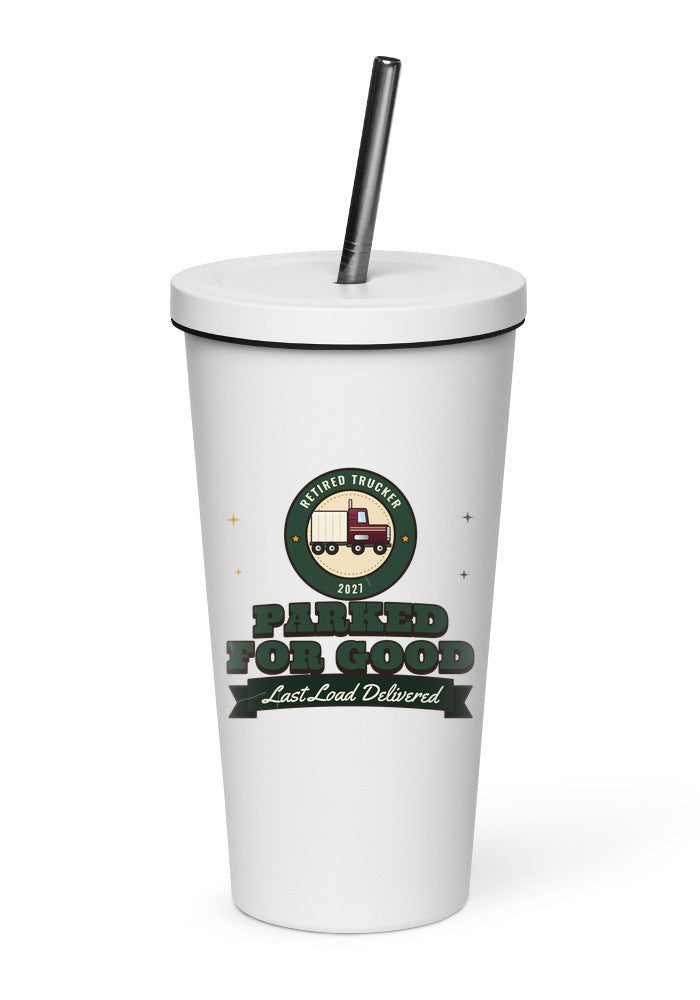 Retired Trucker: Parked for Good tumbler in White