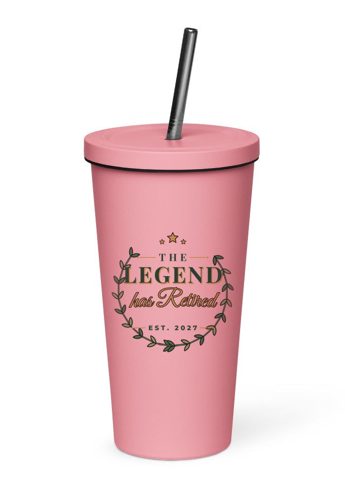 The Legend Has Retired tumbler in Pink