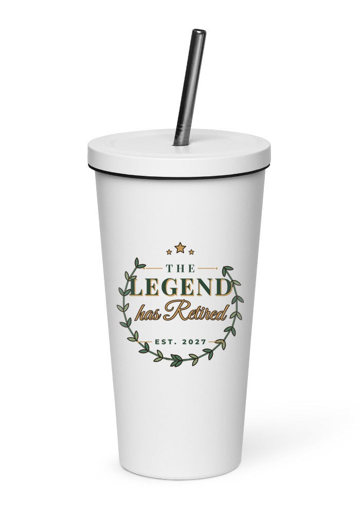 The Legend Has Retired tumbler in White