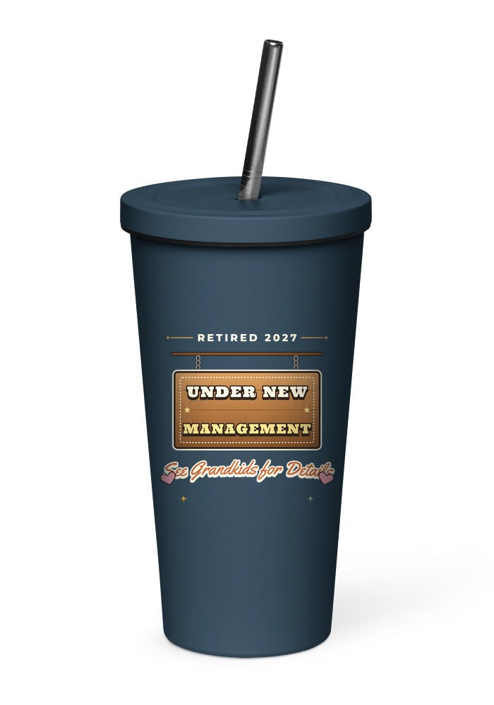 Under New Management, See Grandkids for Details tumbler in Navy