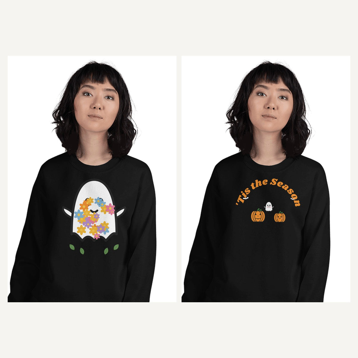 Retro Halloween Sweatshirts for Women in Black, matching set