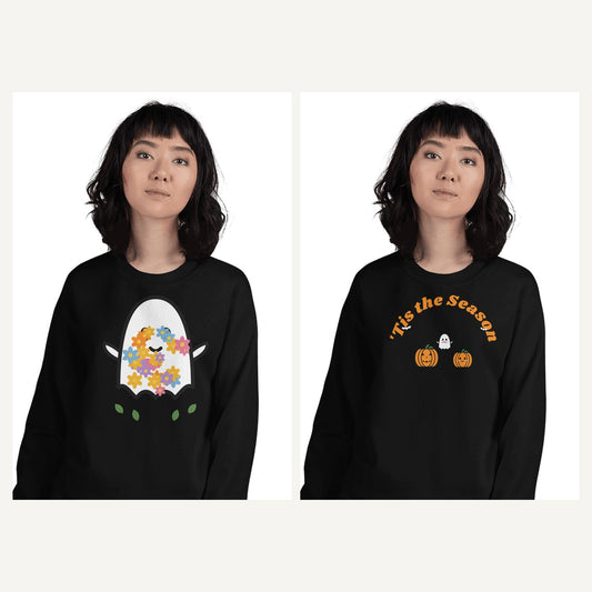 Retro Halloween Sweatshirts for Women in Black, matching set