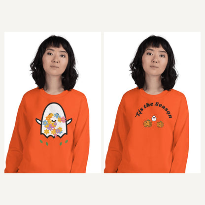 Retro Halloween Sweatshirts for Women in Orange, matching set