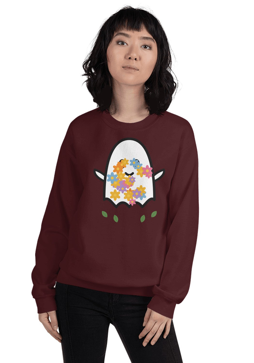 Floral Ghost sweatshirt in Maroon