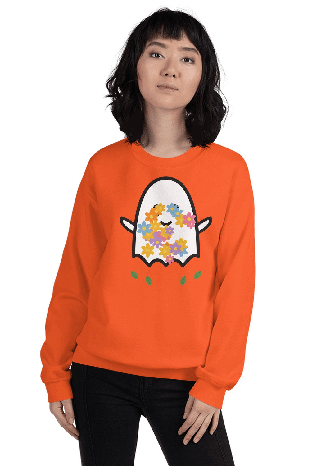 Floral Ghost sweatshirt in Orange