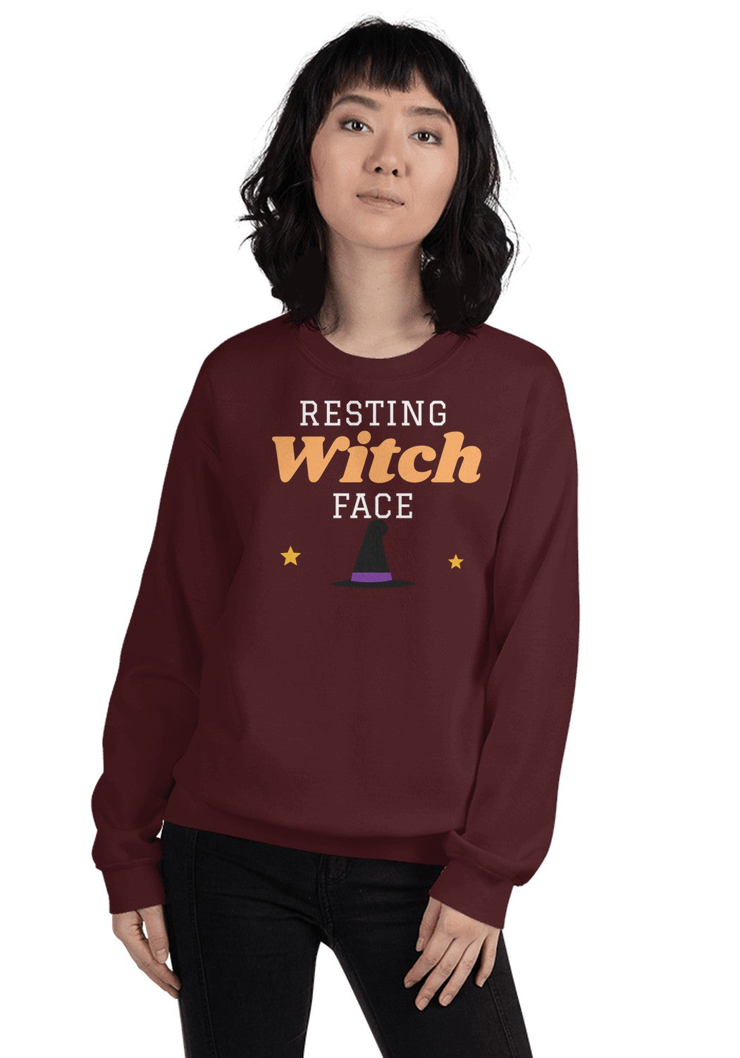 Resting Witch Face sweatshirt in Maroon