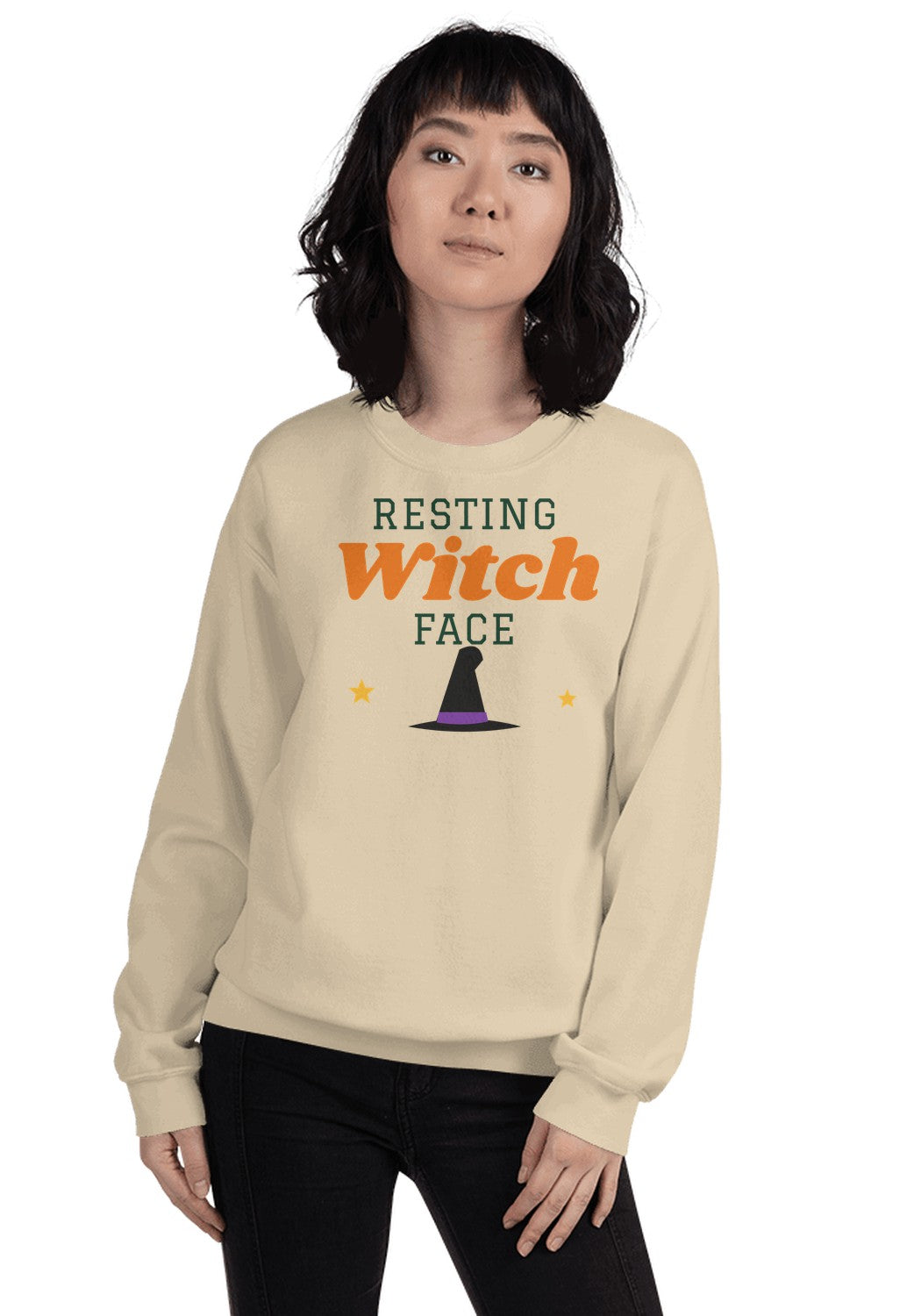 Resting Witch Face sweatshirt in Sand
